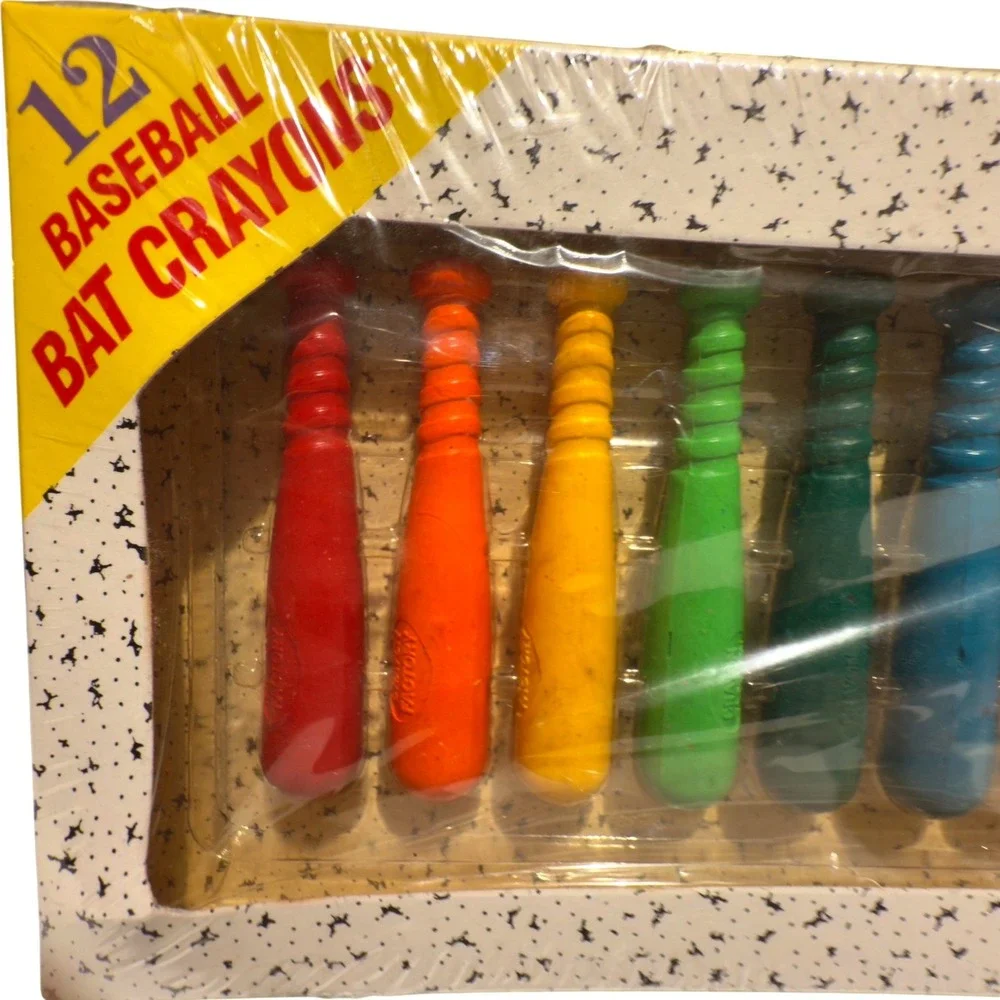 Vintage Crayon Factory Baseball Bat Crayons Set of 12 Unopened Made in‎ Taiwan